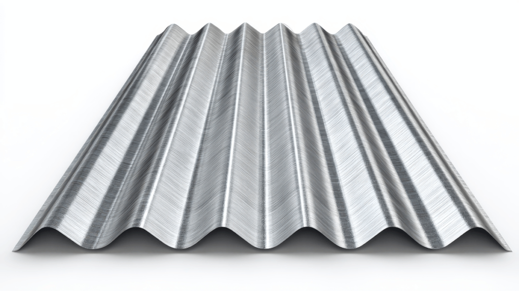 A sheet metal panel of R panel roofing